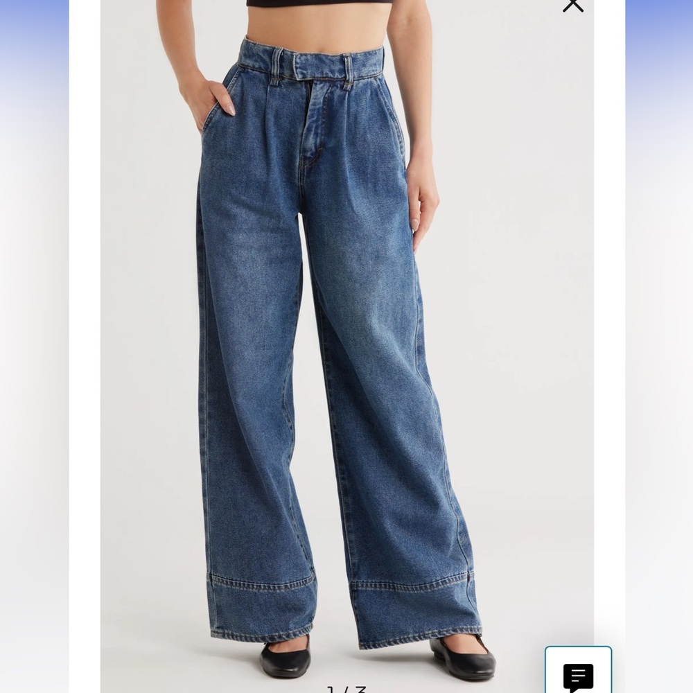 Habitual Women's High-Waist Pleated Wide-Leg Jeans